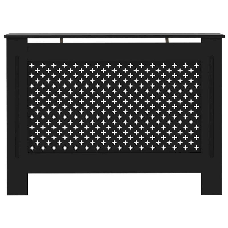 Black Slatted Radiator Cover with Shelf