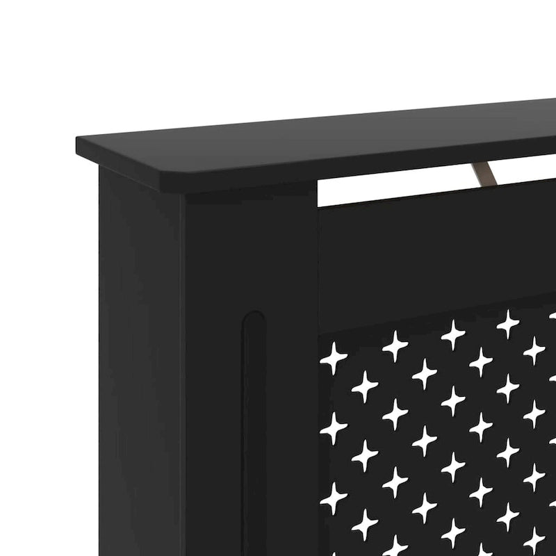 Black Slatted Radiator Cover with Shelf