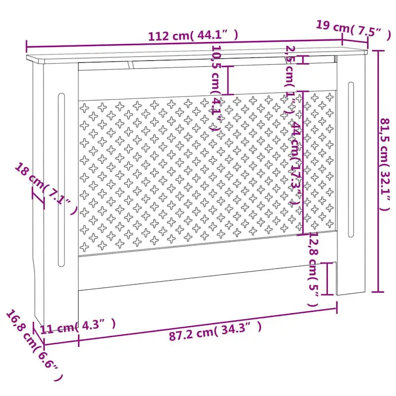 Black Slatted Radiator Cover with Shelf