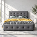 Queen Tufted Upholstered Platform Bed with Four Drawers