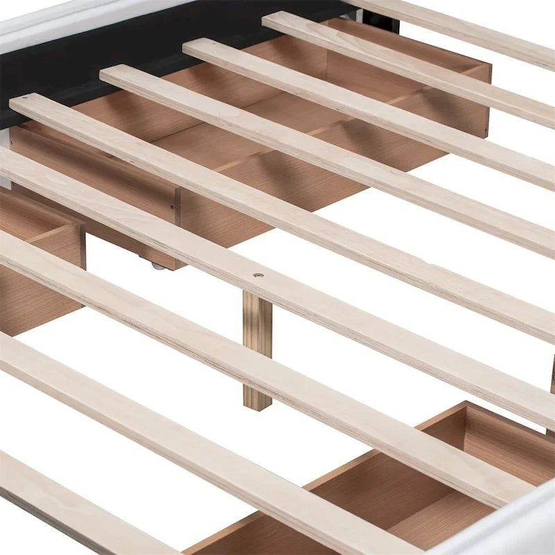 Queen Tufted Upholstered Platform Bed with Four Drawers