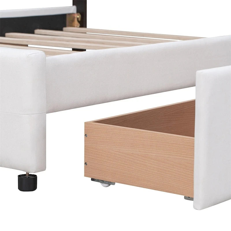 Queen Tufted Upholstered Platform Bed with Four Drawers