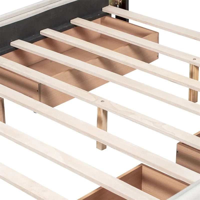 Queen Tufted Upholstered Platform Bed with Four Drawers