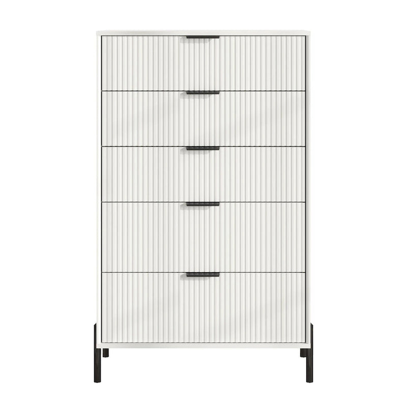 Modern Five-Drawer Dresser with Metal Handles