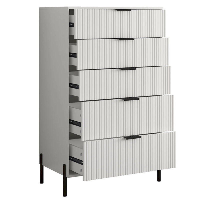Modern Five-Drawer Dresser with Metal Handles