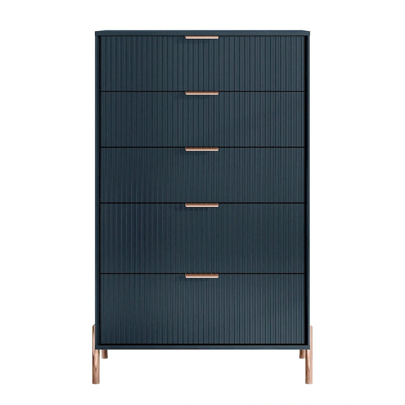 Modern Five-Drawer Dresser with Metal Handles