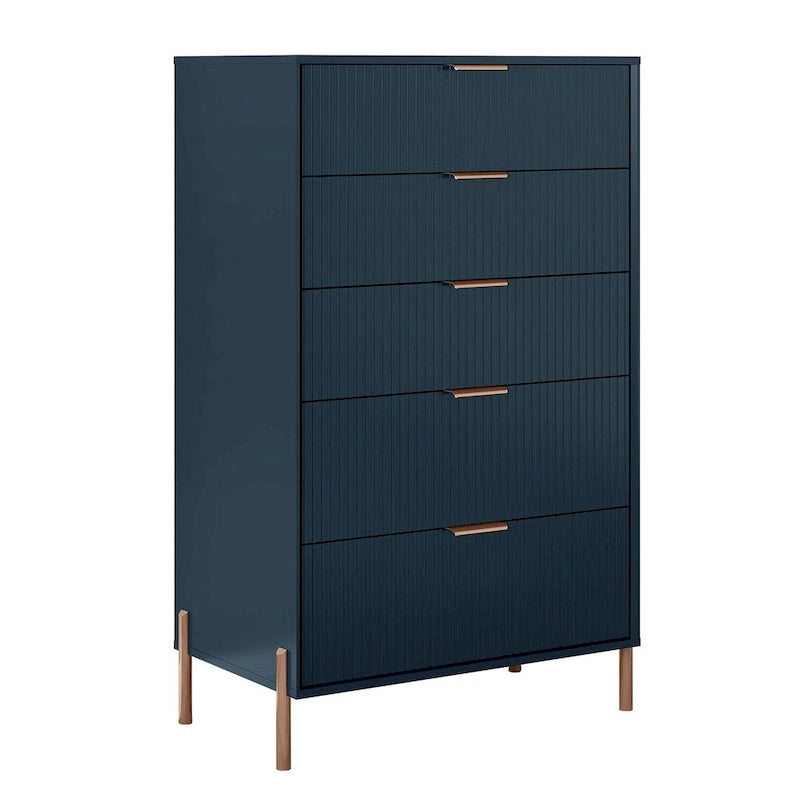 Modern Five-Drawer Dresser with Metal Handles