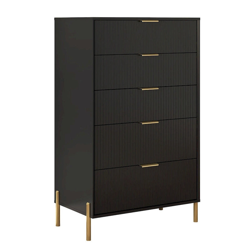 Modern Five-Drawer Dresser with Metal Handles