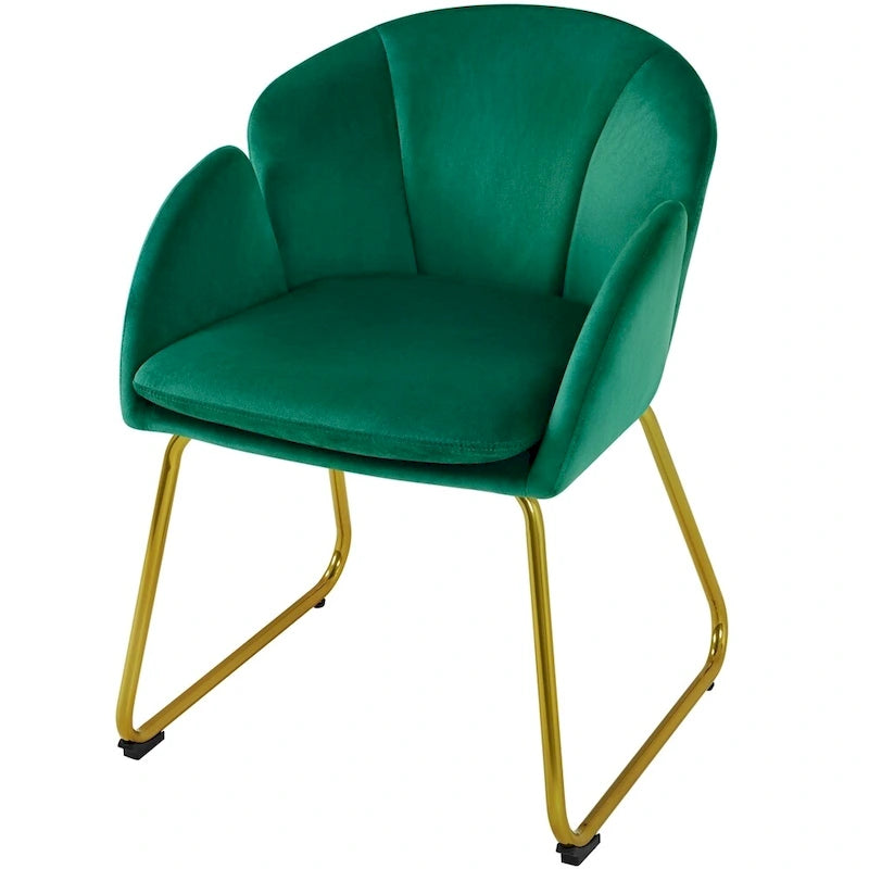 Yaheetech Flower Shape Velvet Armchair Accent Chair with Golden Metal Legs
