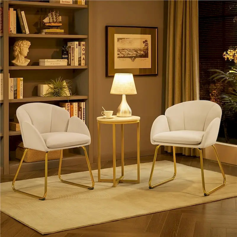 Flower-Shaped Velvet Accent Chair with Gold-Tone Legs