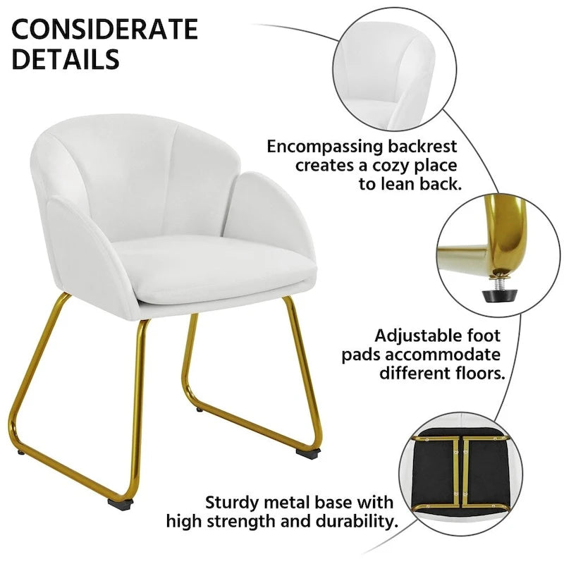 Flower-Shaped Velvet Accent Chair with Gold-Tone Legs