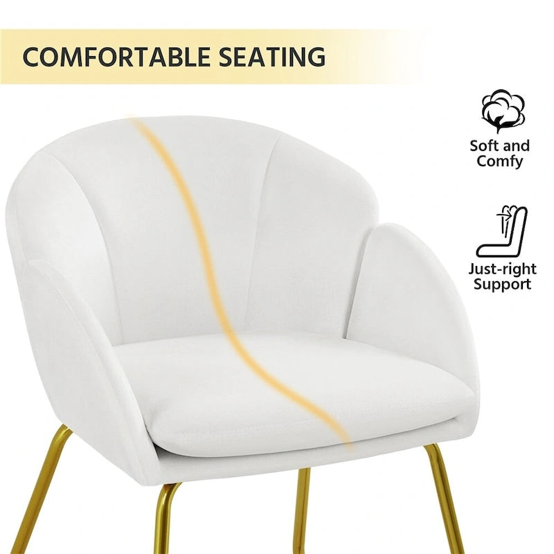 Flower-Shaped Velvet Accent Chair with Gold-Tone Legs