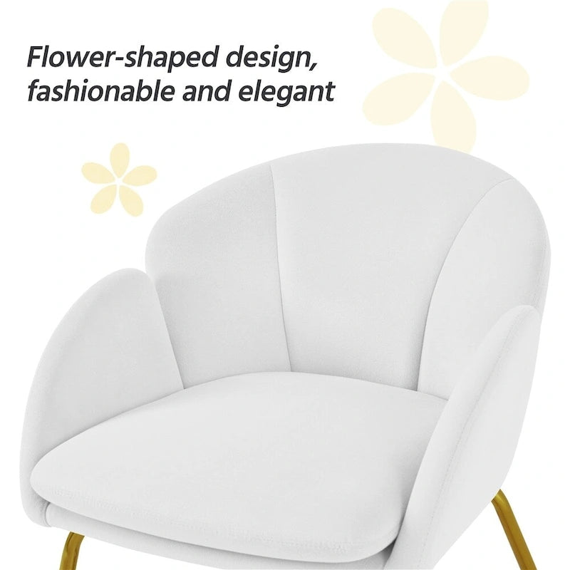 Flower-Shaped Velvet Accent Chair with Gold-Tone Legs