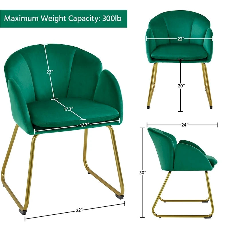Flower-Shaped Velvet Accent Chair with Gold-Tone Legs