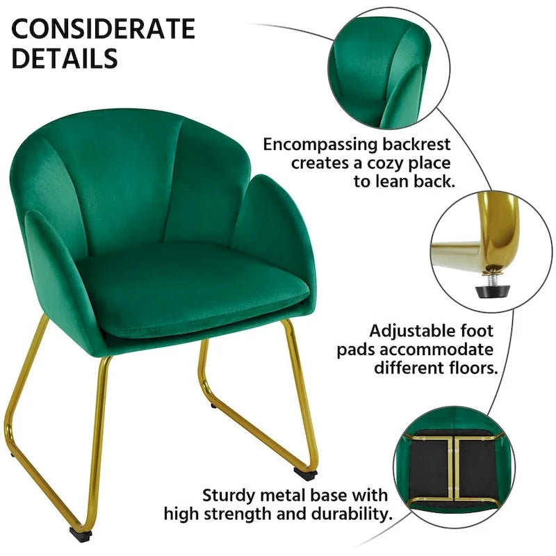 Flower-Shaped Velvet Accent Chair with Gold-Tone Legs