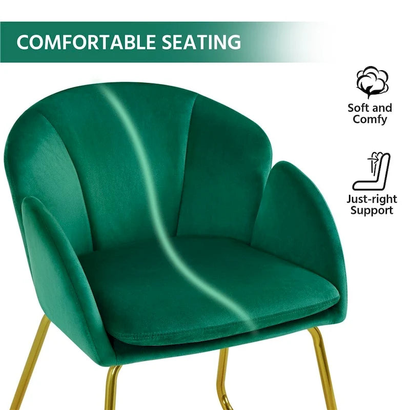 Flower-Shaped Velvet Accent Chair with Gold-Tone Legs