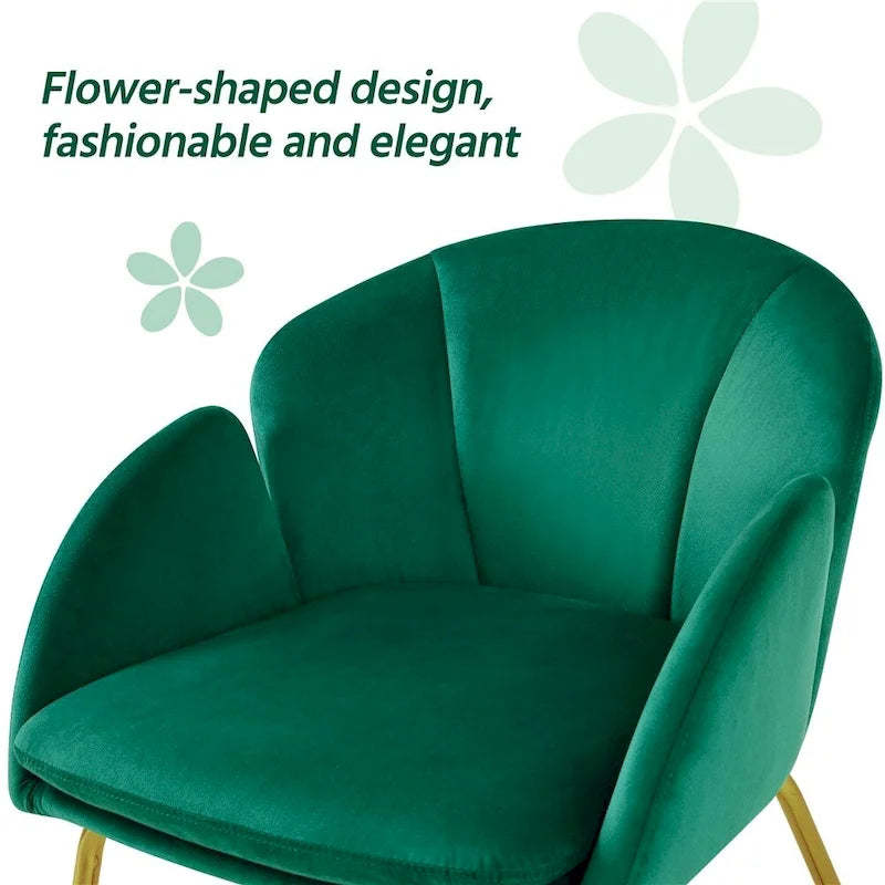 Flower-Shaped Velvet Accent Chair with Gold-Tone Legs