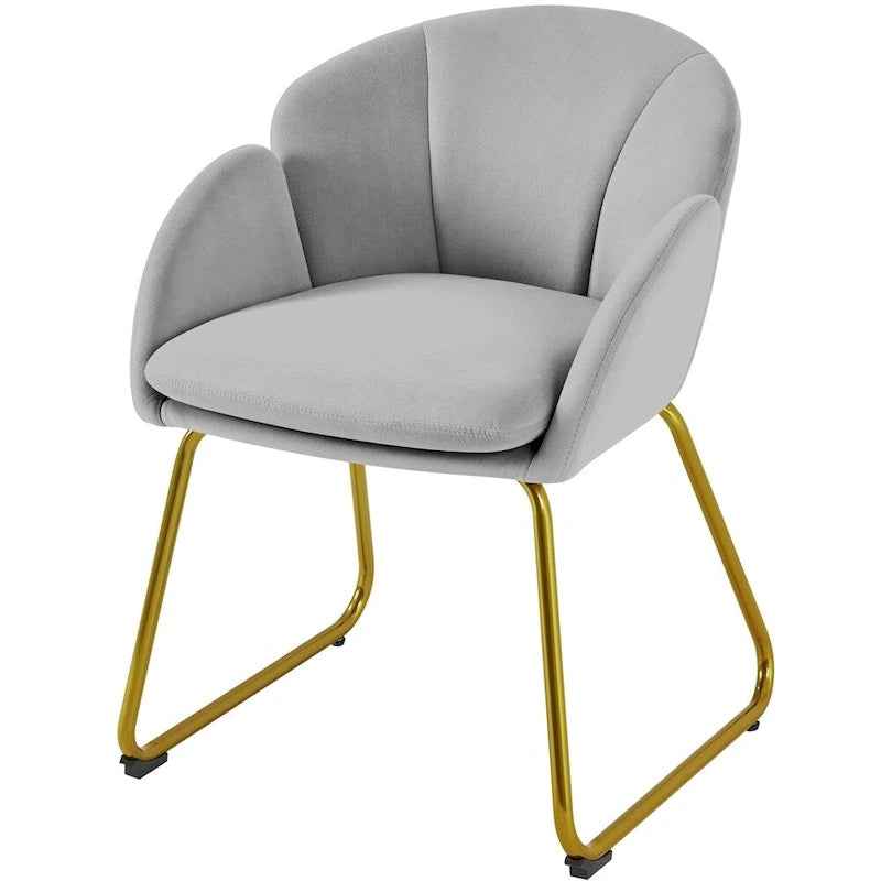 Flower-Shaped Velvet Accent Chair with Gold-Tone Legs