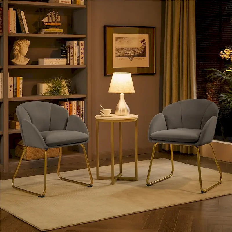 Flower-Shaped Velvet Accent Chair with Gold-Tone Legs