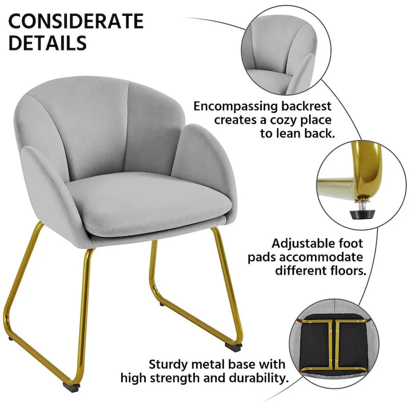 Flower-Shaped Velvet Accent Chair with Gold-Tone Legs