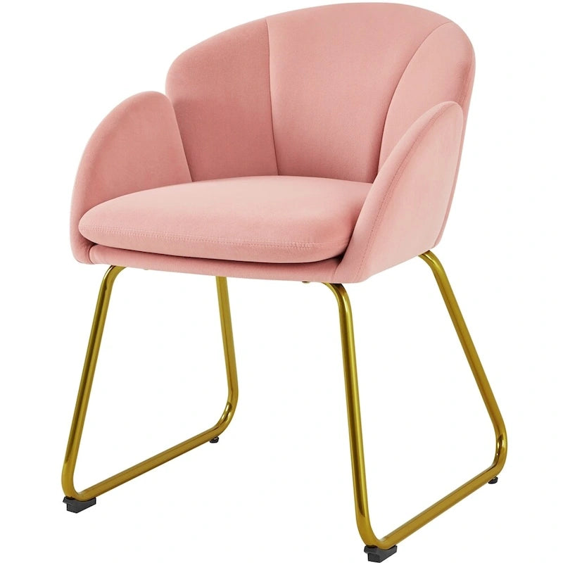 Flower-Shaped Velvet Accent Chair with Gold-Tone Legs