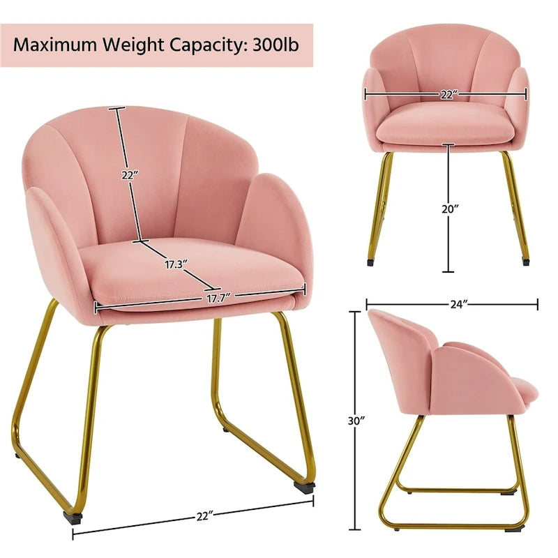 Flower-Shaped Velvet Accent Chair with Gold-Tone Legs