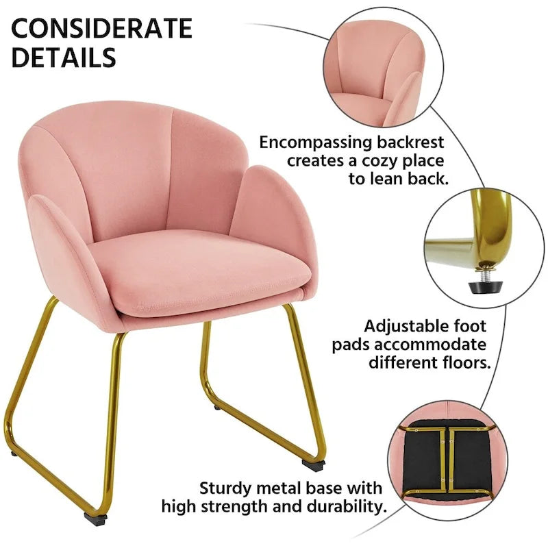 Flower-Shaped Velvet Accent Chair with Gold-Tone Legs
