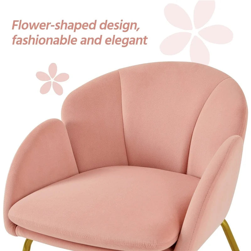 Flower-Shaped Velvet Accent Chair with Gold-Tone Legs
