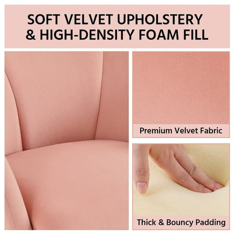 Flower-Shaped Velvet Accent Chair with Gold-Tone Legs