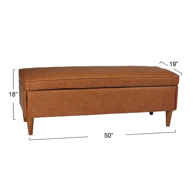 Modern Upholstered Storage Bench with Wood Legs