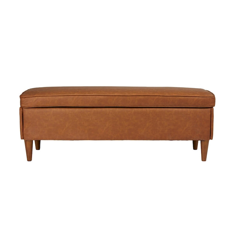 Modern Upholstered Storage Bench with Wood Legs