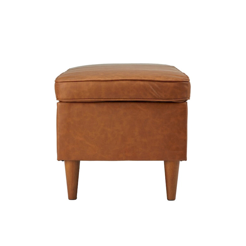 Modern Upholstered Storage Bench with Wood Legs