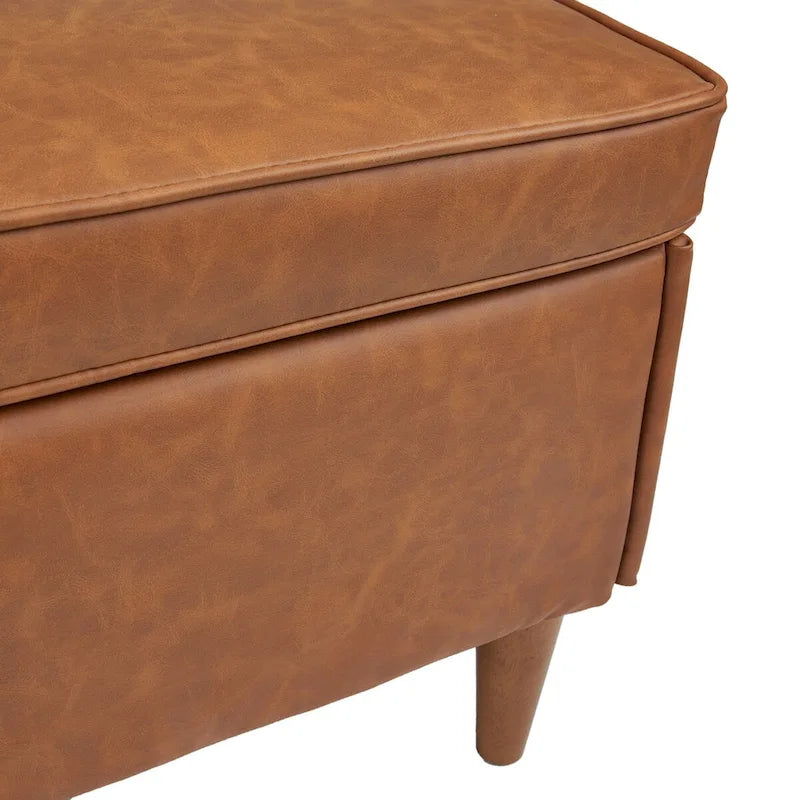 Modern Upholstered Storage Bench with Wood Legs
