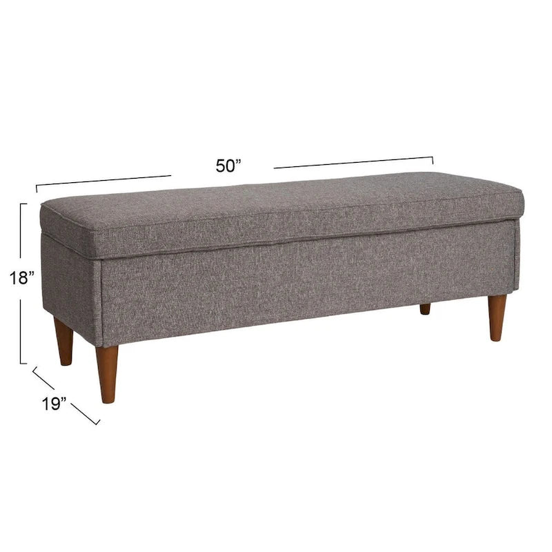 Modern Upholstered Storage Bench with Wood Legs