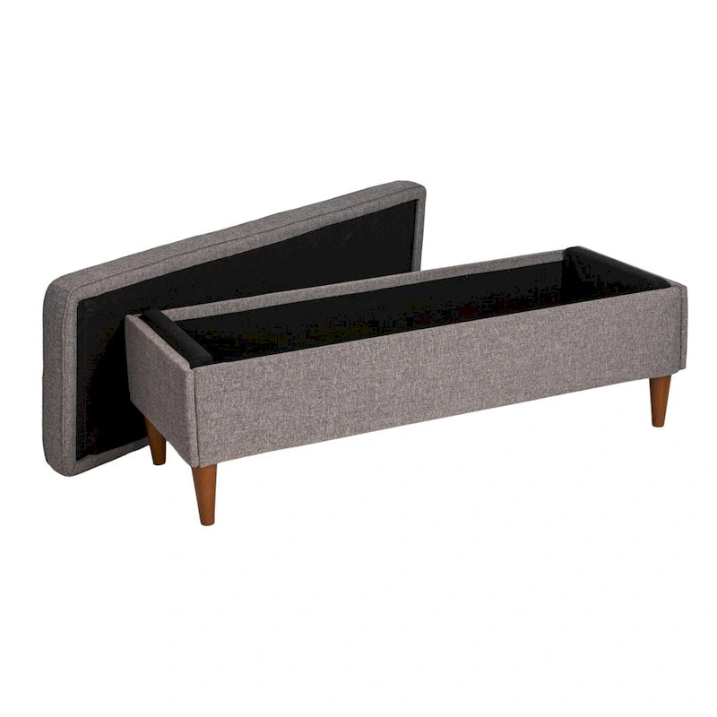 Modern Upholstered Storage Bench with Wood Legs
