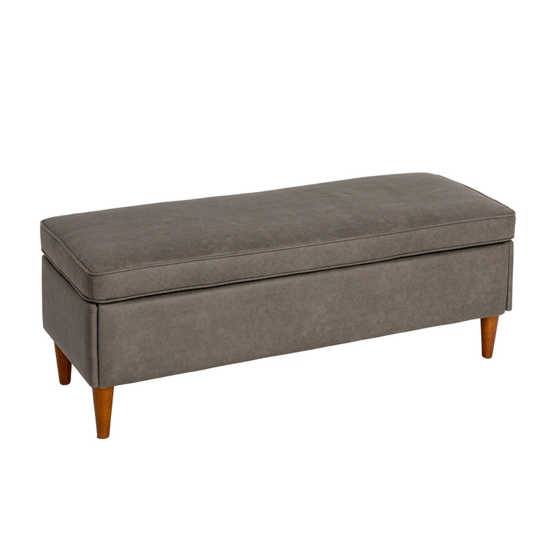 Modern Upholstered Storage Bench with Wood Legs