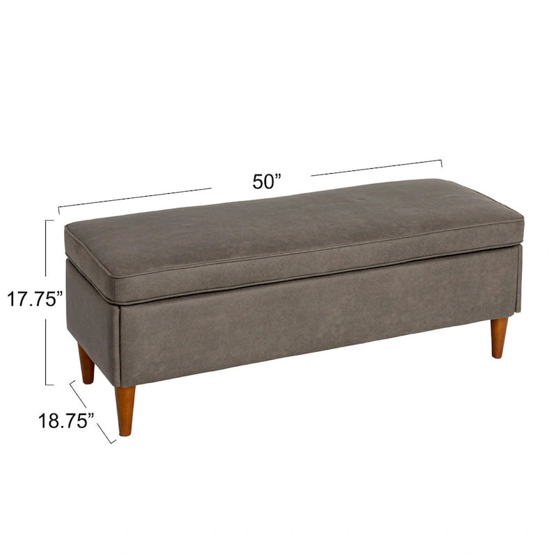 Modern Upholstered Storage Bench with Wood Legs
