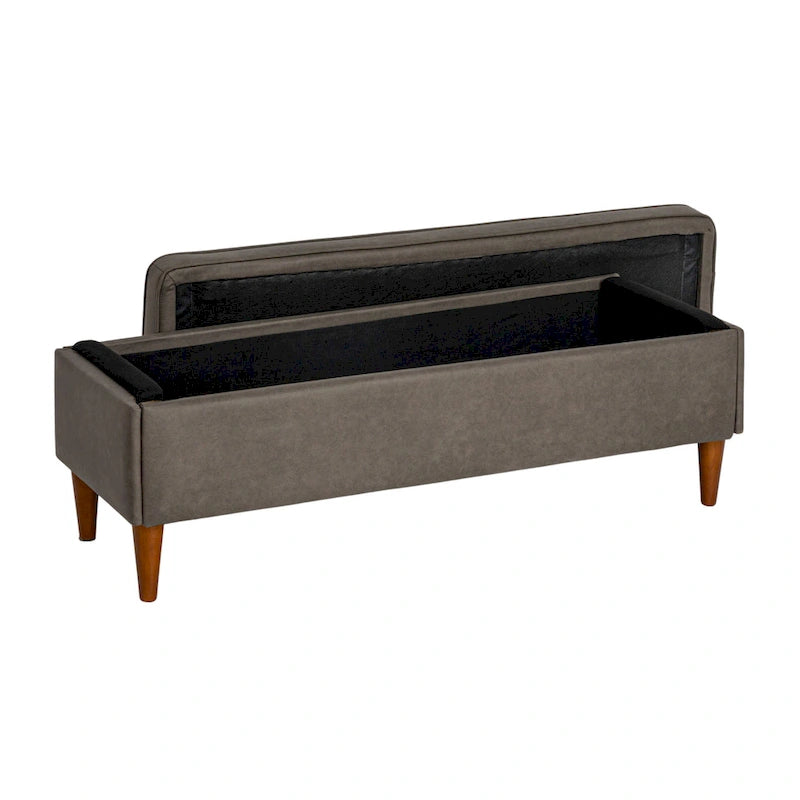 Modern Upholstered Storage Bench with Wood Legs