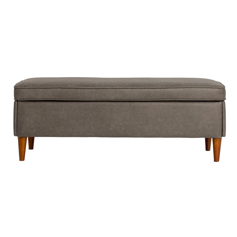 Modern Upholstered Storage Bench with Wood Legs