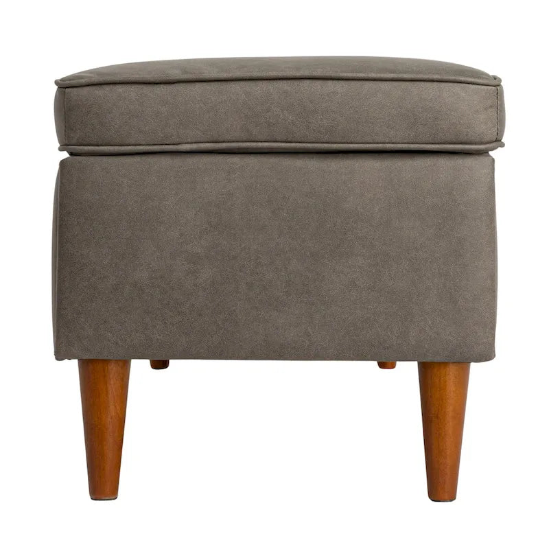 Modern Upholstered Storage Bench with Wood Legs