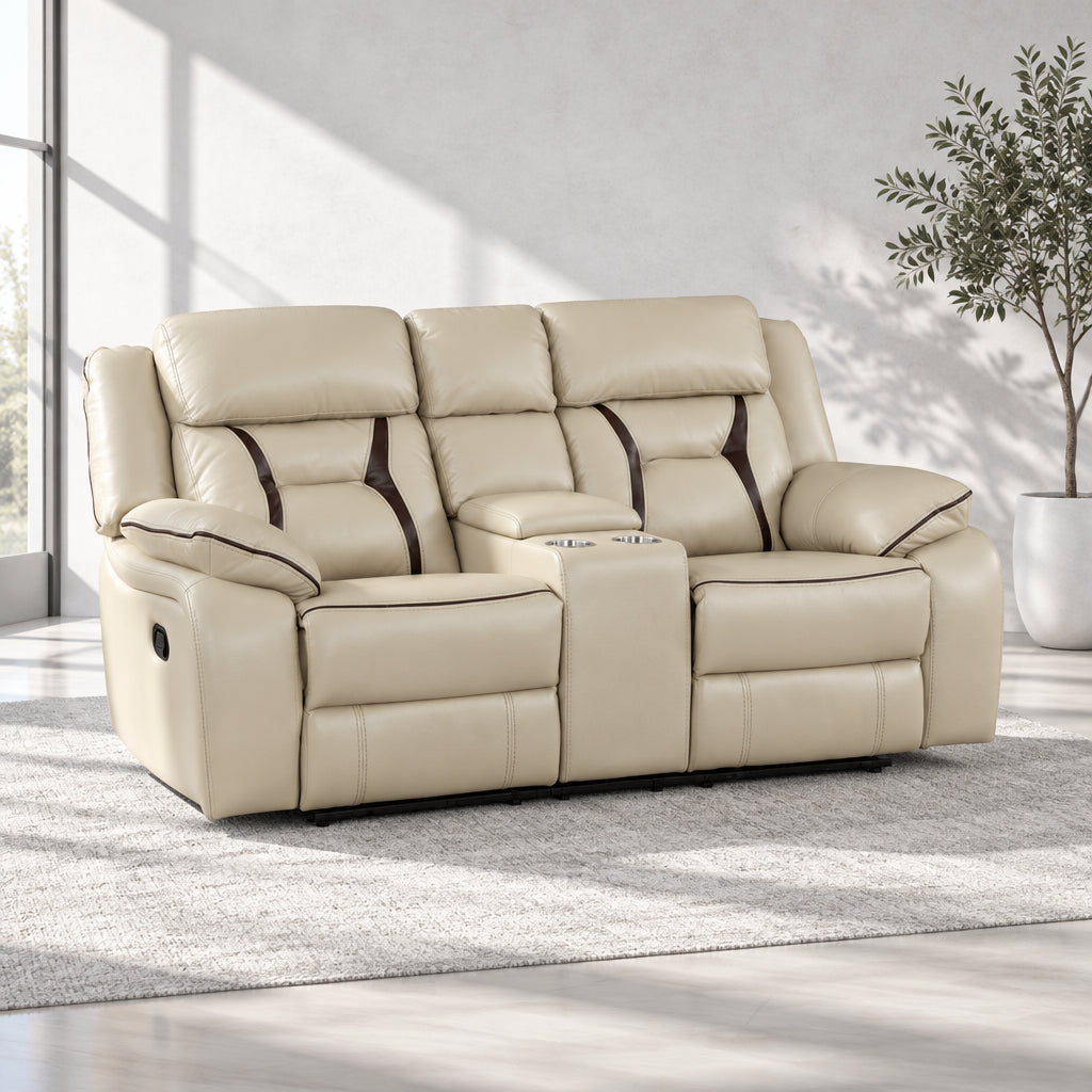 Manual Reclining Loveseat with Center Console and Cup Holders