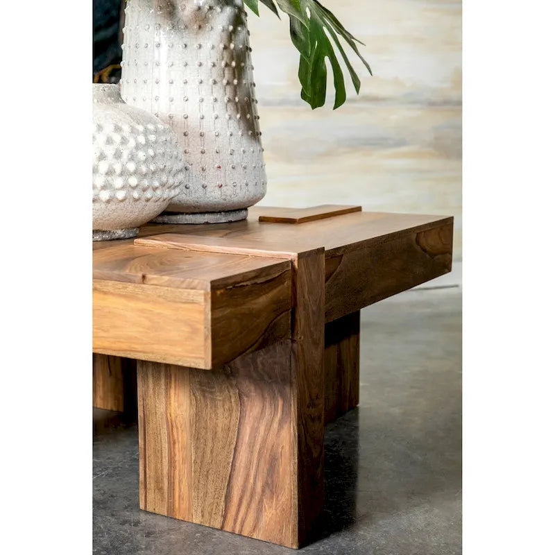 Rustic Sheesham Wood Square Coffee Table
