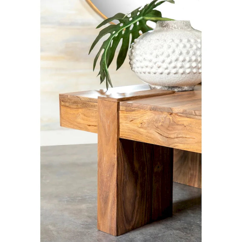 Rustic Sheesham Wood Square Coffee Table