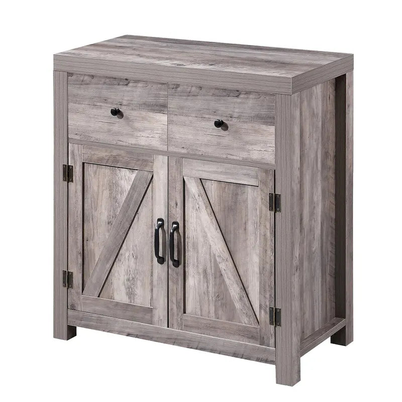 Farmhouse 2-Drawer 2-Door Storage Accent Cabinet