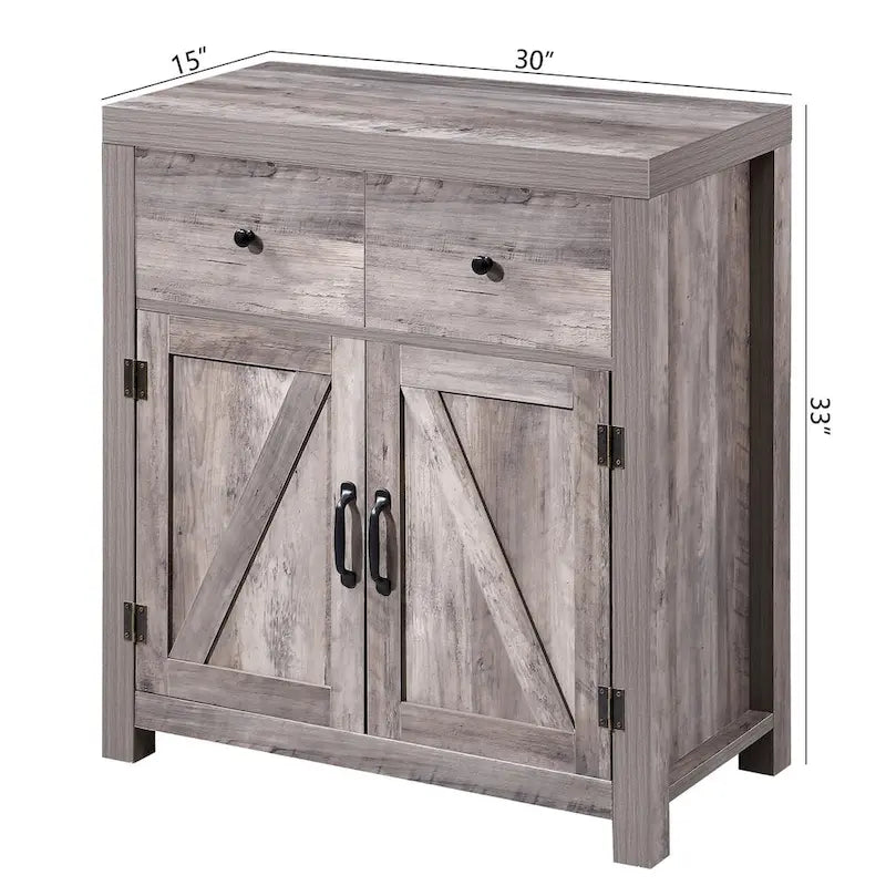 Farmhouse 2-Drawer 2-Door Storage Accent Cabinet