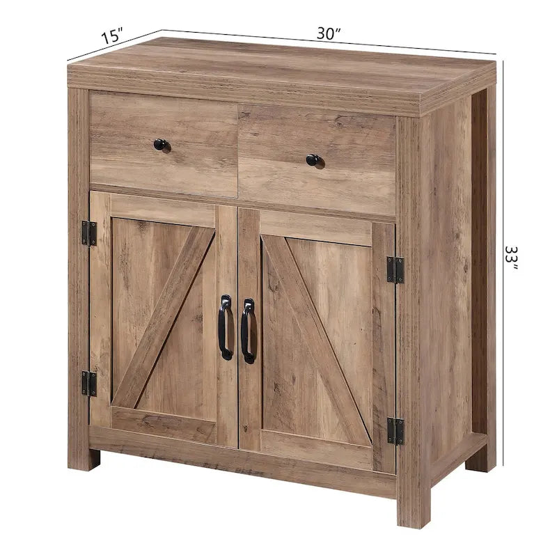 Farmhouse 2-Drawer 2-Door Storage Accent Cabinet