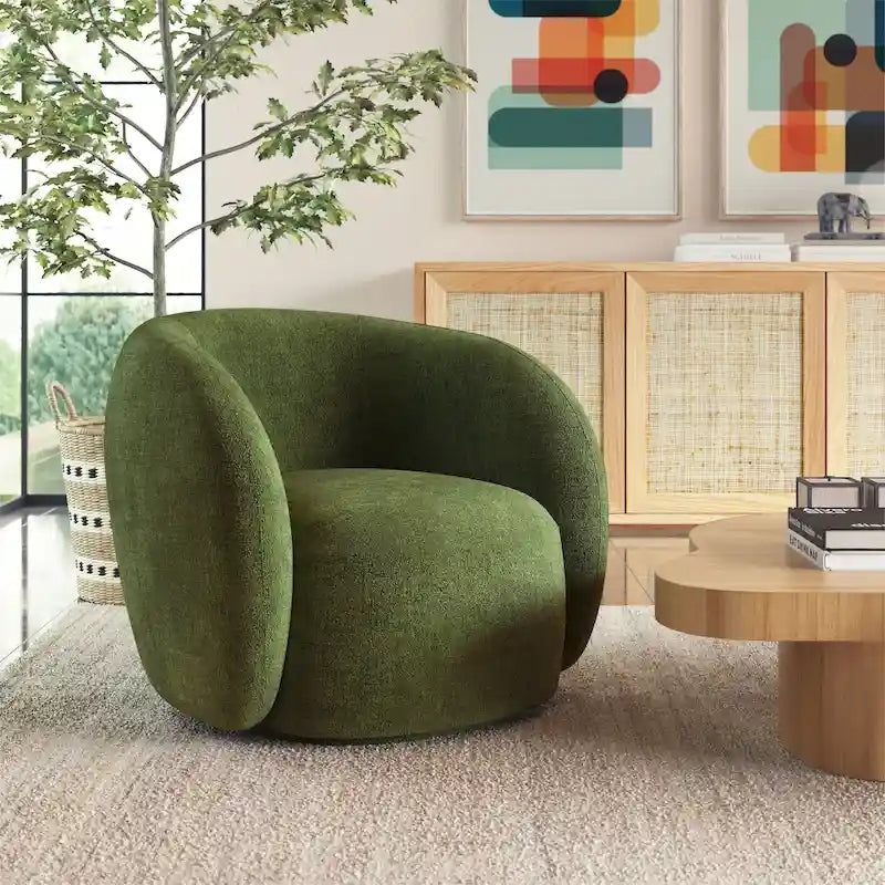 Swivel Accent Lounge Chair with Curved Back