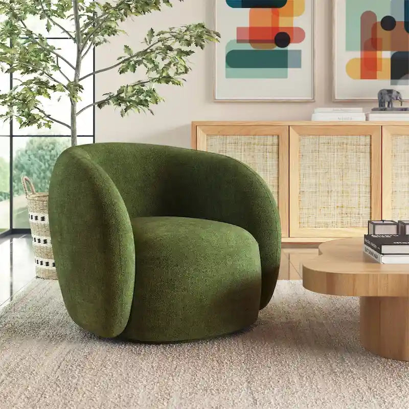 Swivel Accent Lounge Chair with Curved Back