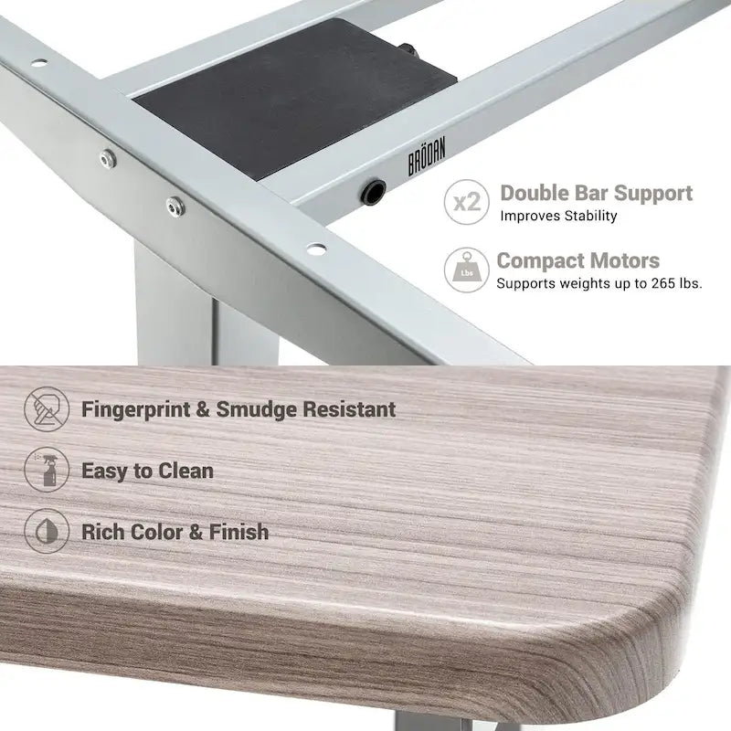 L-Shaped Electric Standing Desk with Solid Wood Desktop