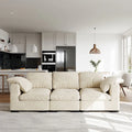 Modern Deep-Seat Three-Seater Linen Blend Sofa